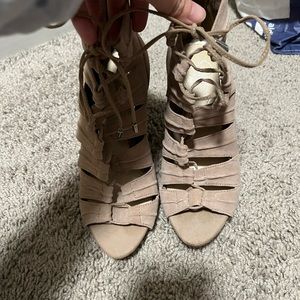 Tan Jessica Simpson straps heels